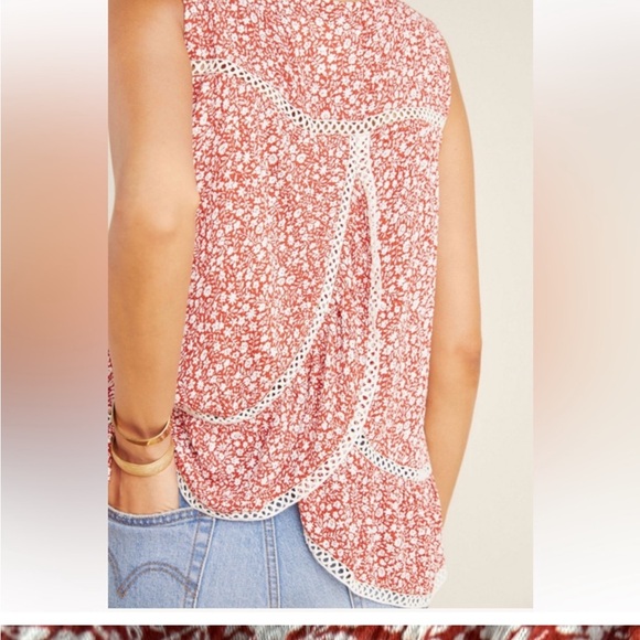 Anthropologie Maeve Quinn Lace Peplum Top w Split Back NWOT - Picture 6 of 6